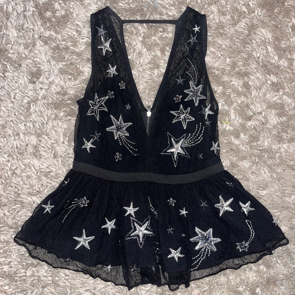Express black tank with silver stars